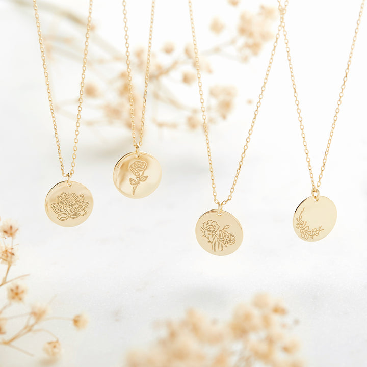 Gold June Flower Pendant - Rose