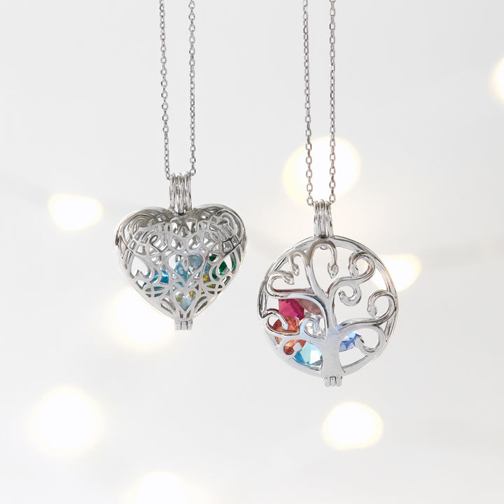 Filigree Heart Silver 4mm Round Birthstone Locket