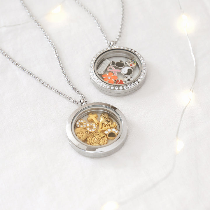 Round Build A Charm Glass Floating Locket