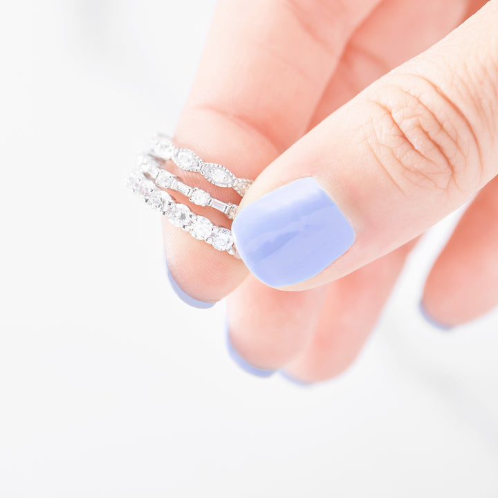 Baguette and Brilliant Cut CZ Stackable Ring