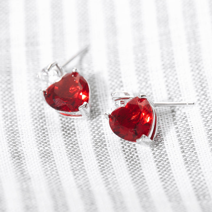Custom Heart Birthstone CZ Stud Dangle Earrings