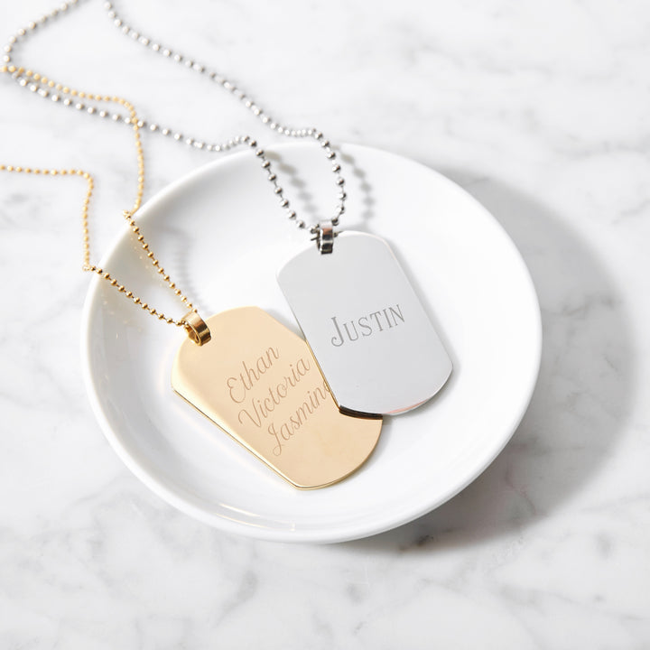 Gold Plated Large Stainless Steel Dog Tag