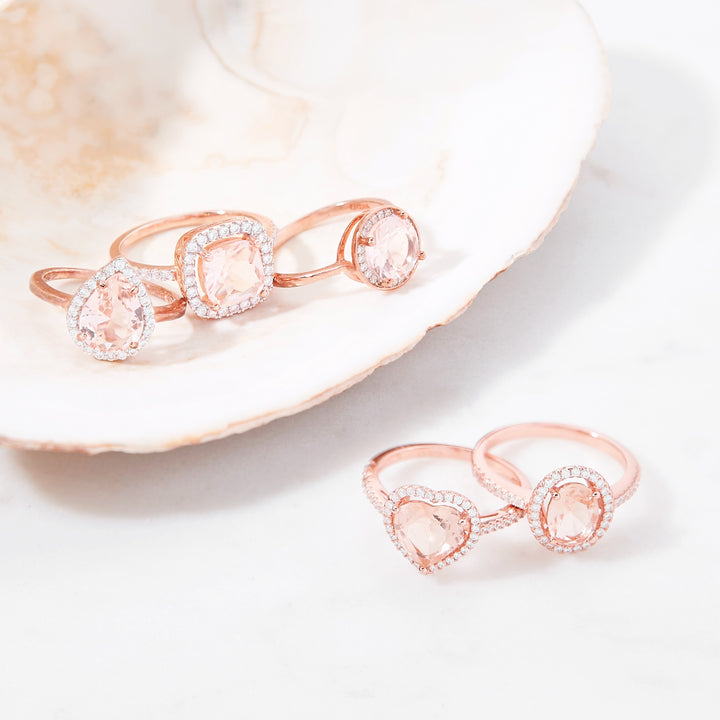 Morganite Pear Cut Rose Gold Engagement Ring