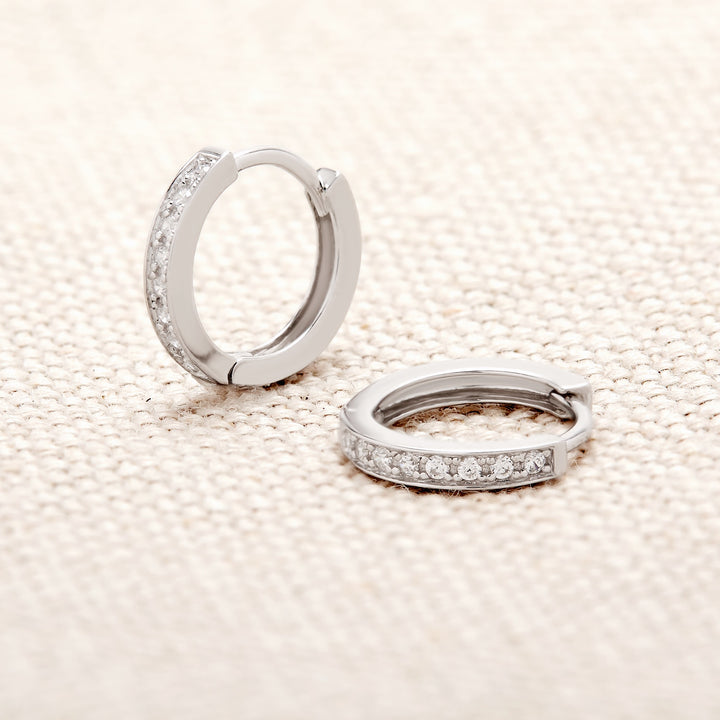 Sterling Silver Petite CZ Huggie Earrings