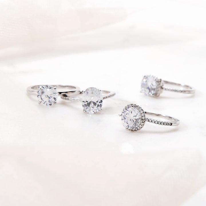 Sterling Silver Oval Cut Solitaire CZ Engagement Ring