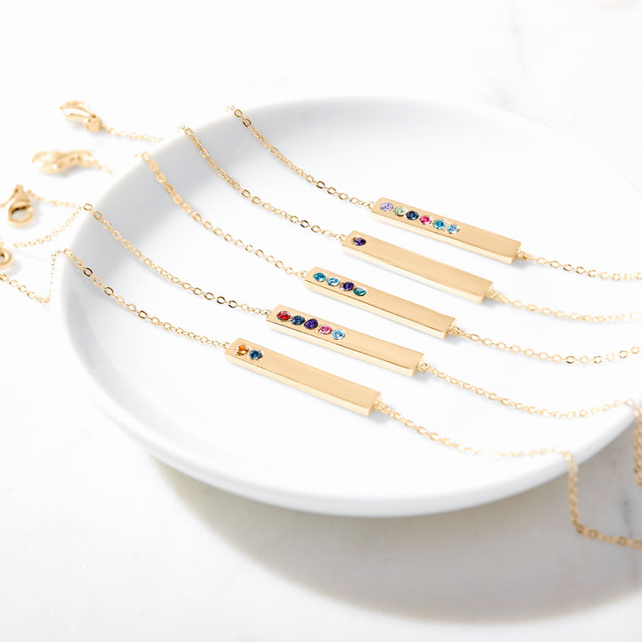 6 Stone Birthstone Gold Bar Bracelet