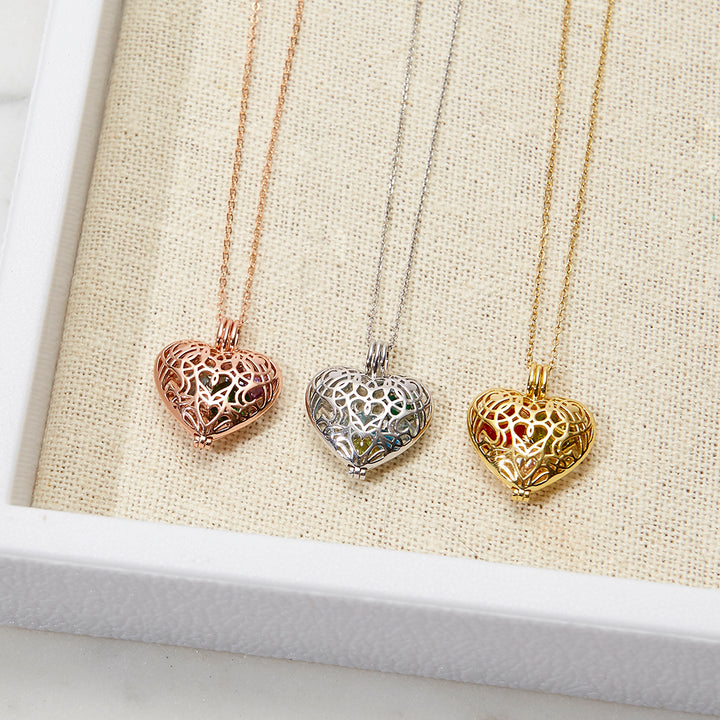 Filigree Heart Silver 4mm Round Birthstone Locket