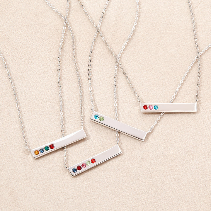 2 Stone Birthstone Silver Bar Necklace