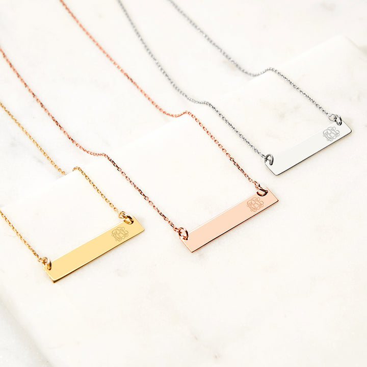 Petite Script Monogram Gold Bar Necklace