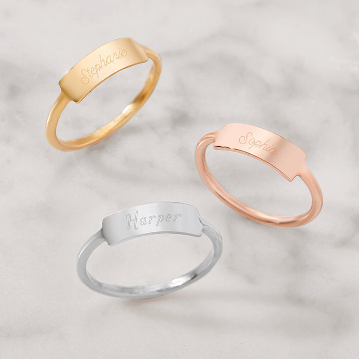 Engravable Bar Ring in Sterling Silver