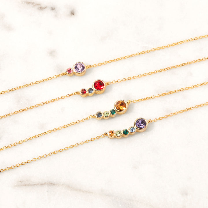 Three Birthstone Mother and Children Gold Bracelet