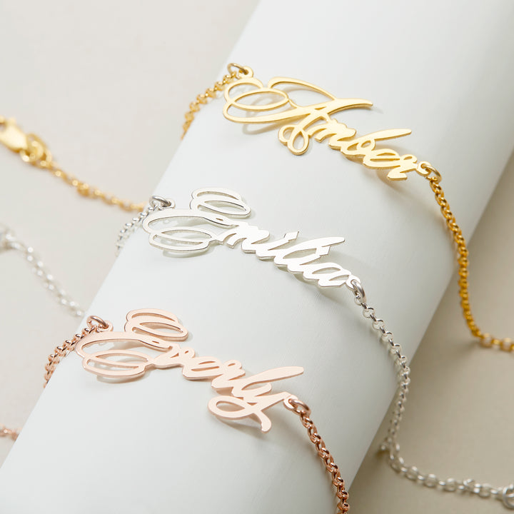 Elegant Script Gold Name Anklet