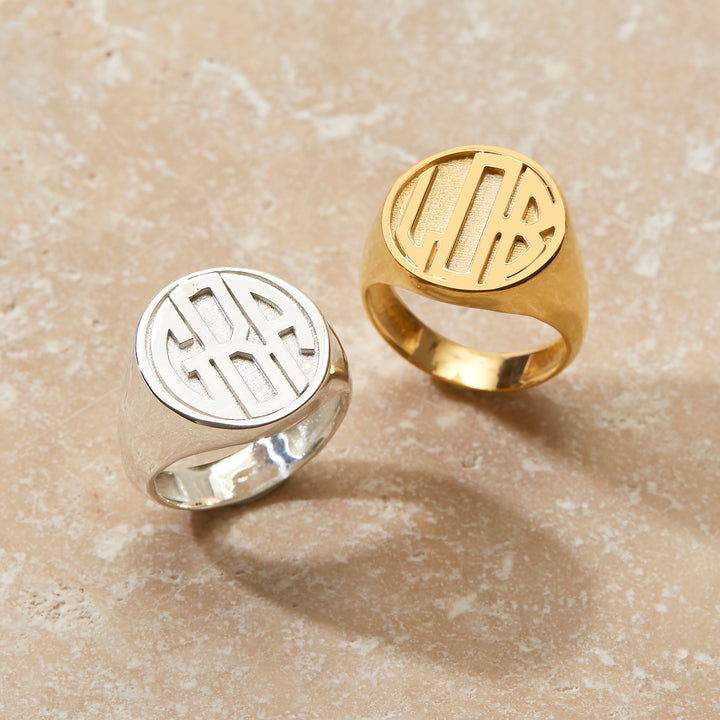 Block Monogram Gold Signet Ring