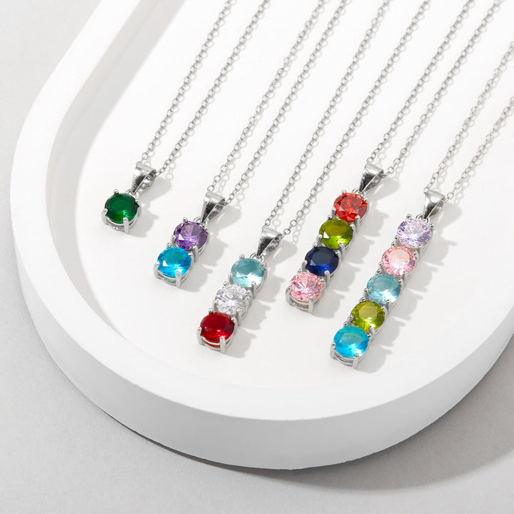 3 Stone Silver Birthstone Pendant