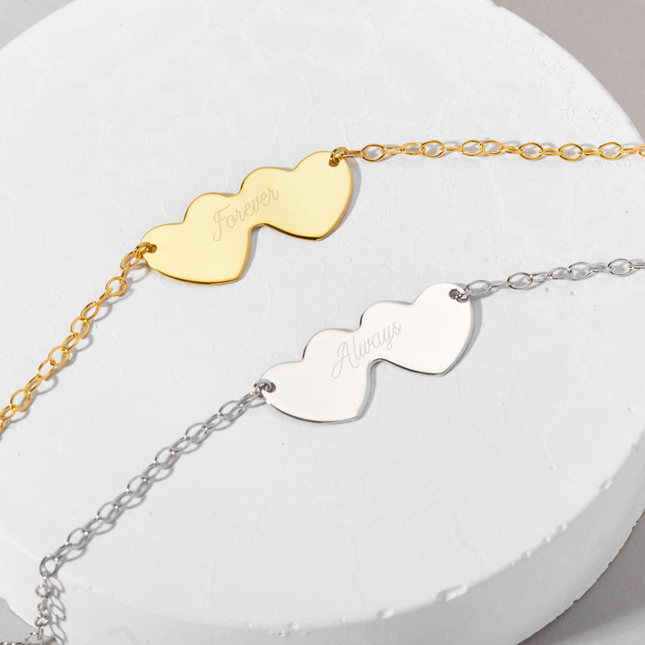 Engravable Gold Joined Hearts Anklet