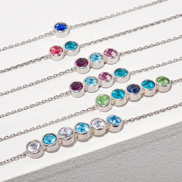 Two Stone Bezel Set Birthstone Silver Anklet
