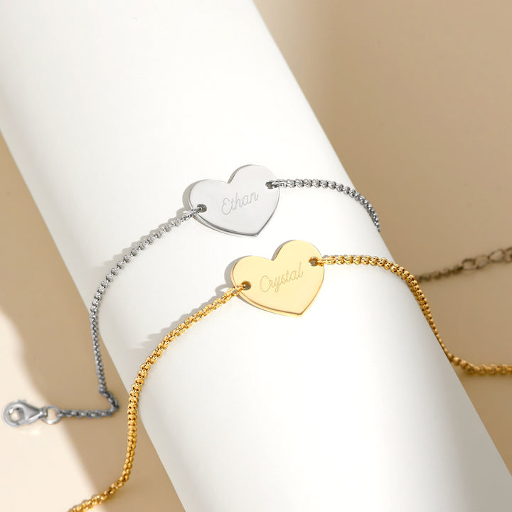 Gold Plated Engravable Heart Bracelet