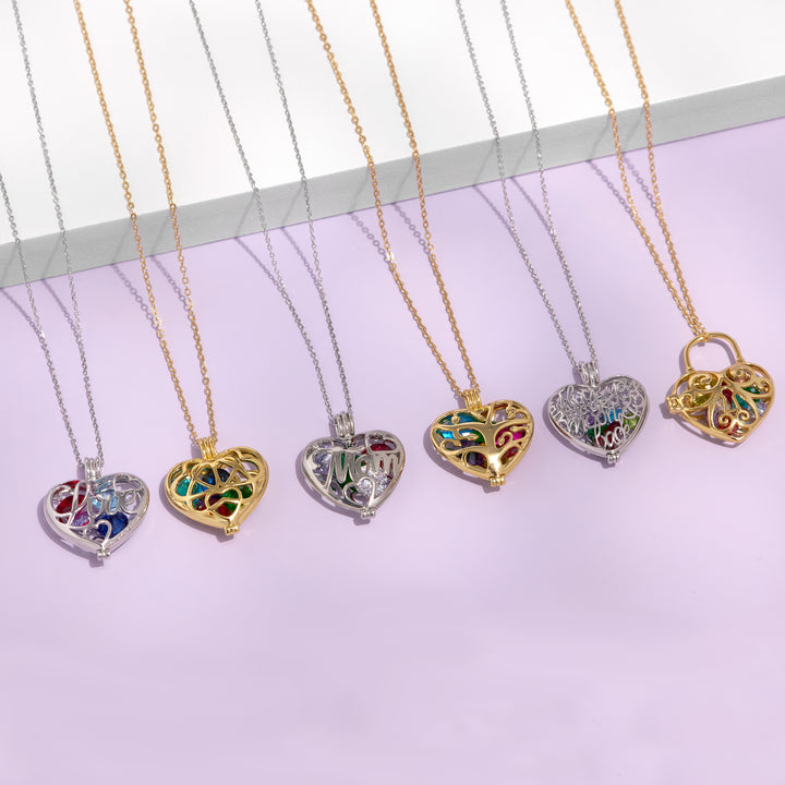 Gold Locked Heart 4mm Round Birthstone Locket
