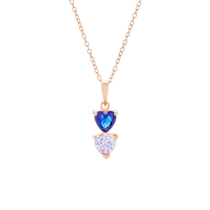 2 Stone Birthstone Rose Gold Heart Drop Mother&