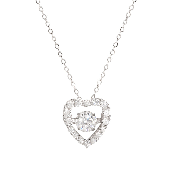 Floating CZ Heart Silver Pendant