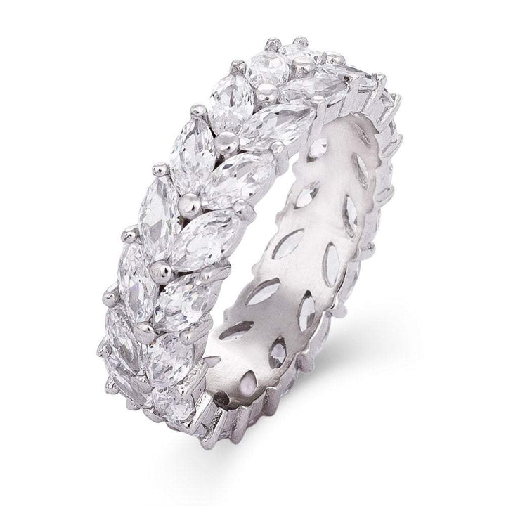 Sterling Silver Marquise Cut CZ Eternity Band