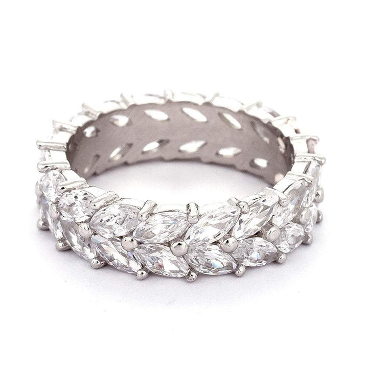 Sterling Silver Marquise Cut CZ Eternity Band