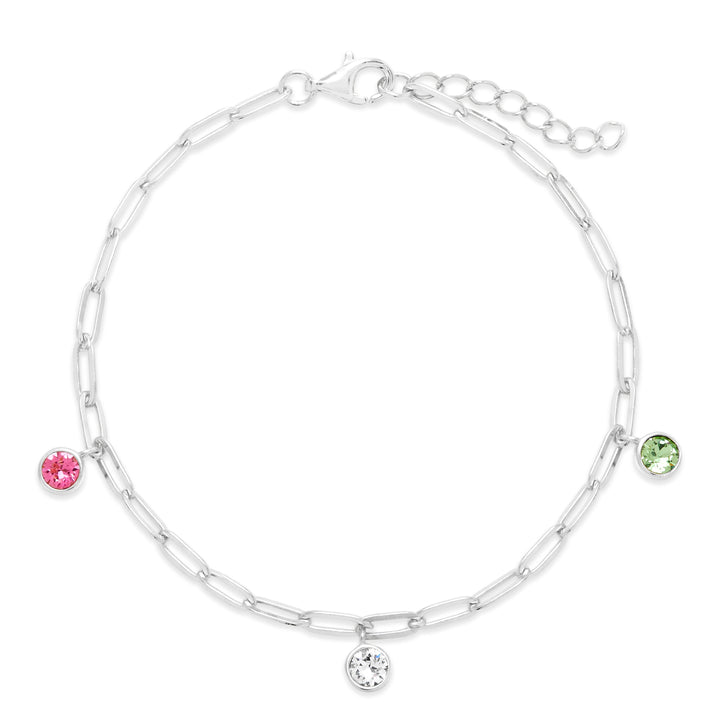 Custom Paperclip Chain Birthstone Charm Bracelet