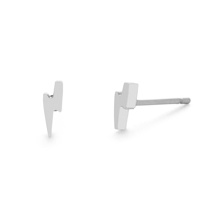 Stainless Steel Lightning Bolt Stud Earrings