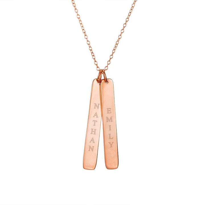 Double Vertical Name Bar Pendant in Rose Gold