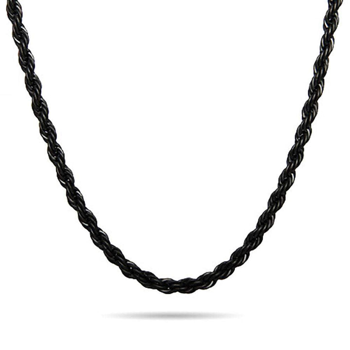 Mens Black Plate Rope Chain