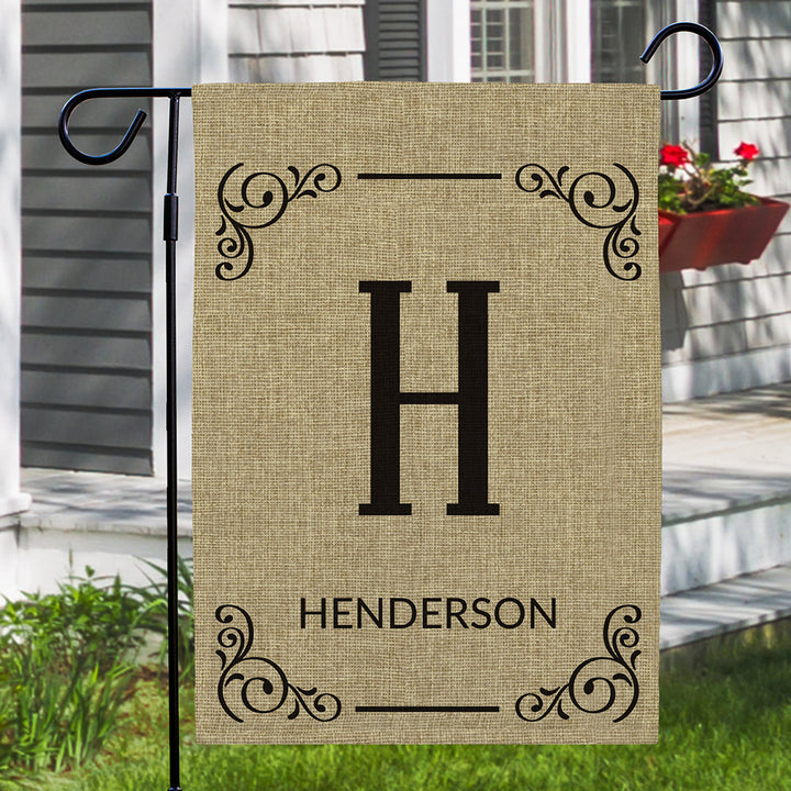 Custom Family Name Burlap Garden Flag