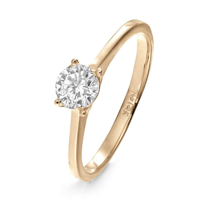 14K Gold 5mm Round Brilliant Cut Solitaire CZ Engagement Ring