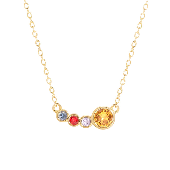 Four Birthstone Mother and Children Gold Necklace