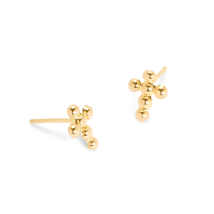 14K Gold Cross Stud Earrings