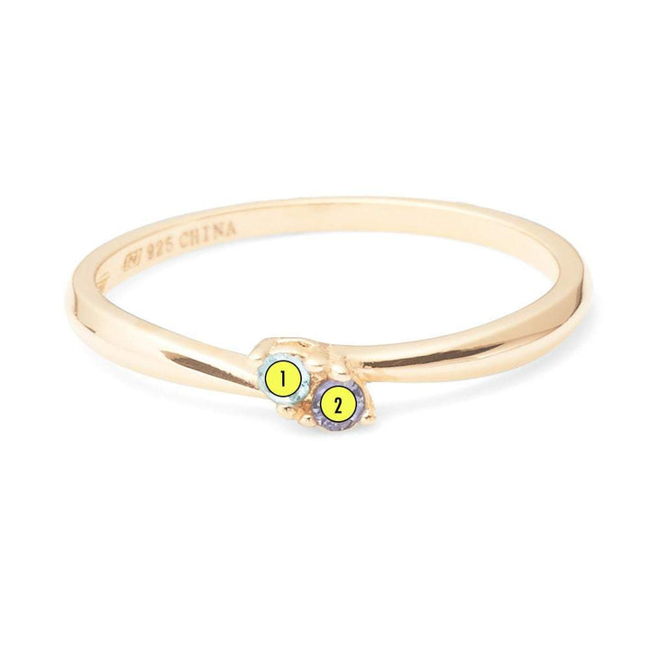 Petite 2 Stone Birthstone Gold Ring