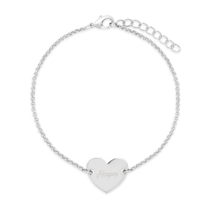 Sterling Silver Engravable Heart Bracelet