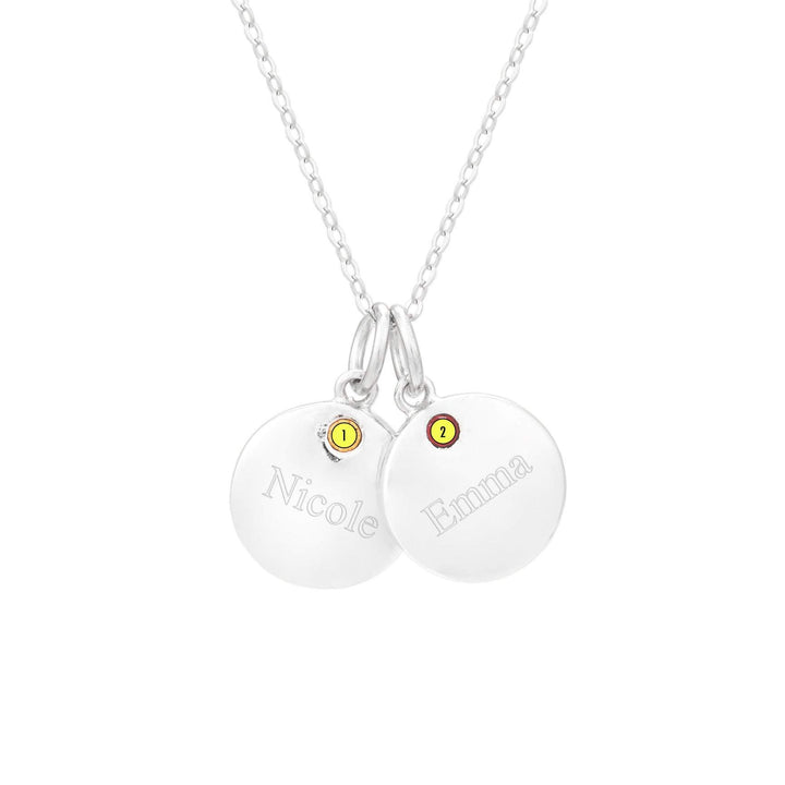 Sterling Silver Petite Double Round Tag Birthstone Pendant