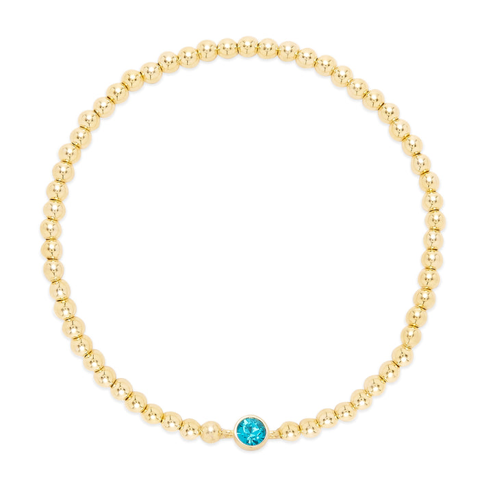 Custom Gold Bezel Birthstone Bead Bracelet