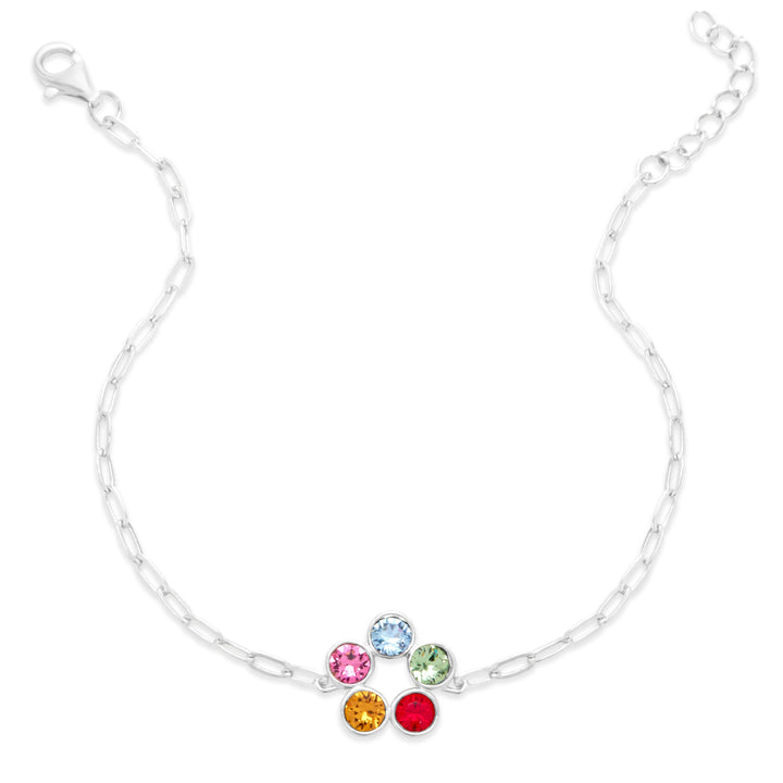 Custom Paperclip Chain Five Stone Bezel Birthstone Bracelet