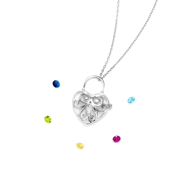 Locked Heart 4mm Round Birthstone Locket