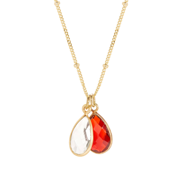 Gold Two Stone Teardrop Gemstone Pendant