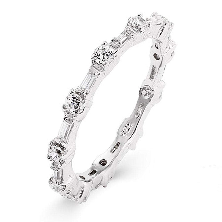 Baguette and Brilliant Cut CZ Stackable Ring