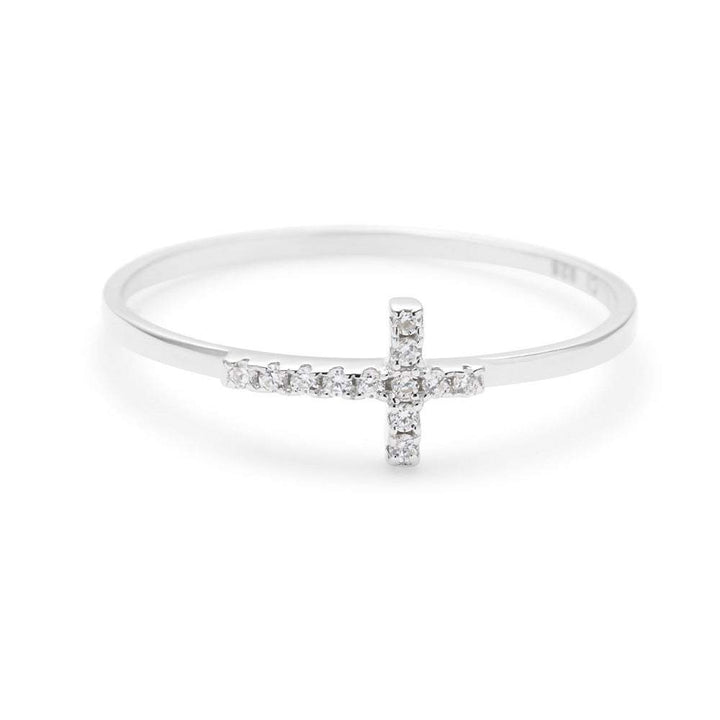 Petite CZ Sideways Cross Ring