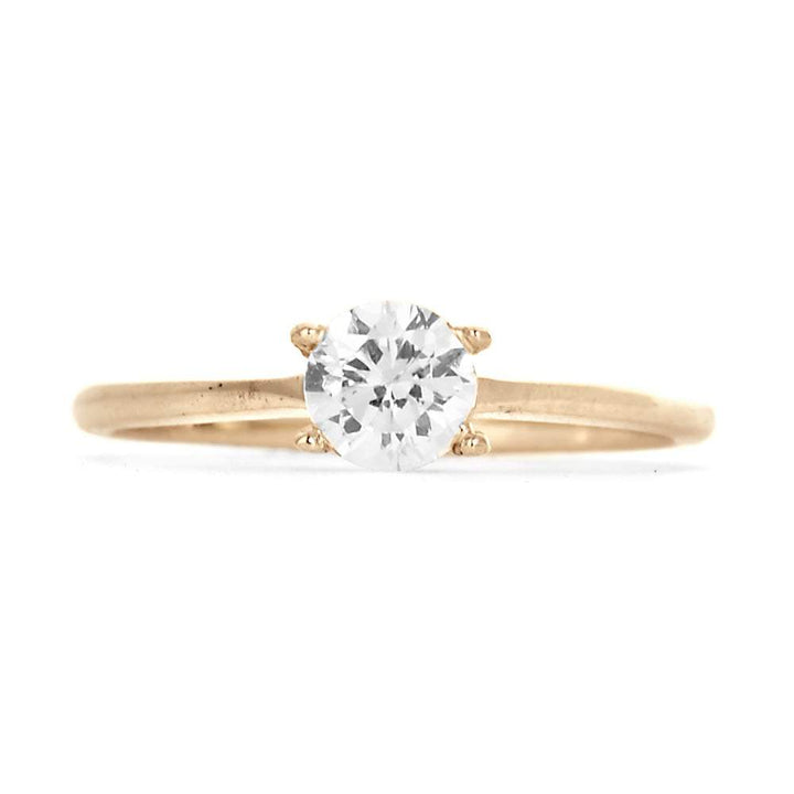 14K Gold 5mm Round Brilliant Cut Solitaire CZ Engagement Ring