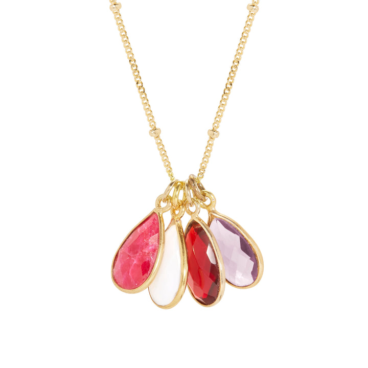 Gold Four Stone Teardrop Gemstone Pendant