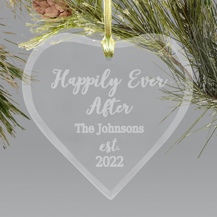 Happily Ever After Personalized Heart Jade Glass Ornament