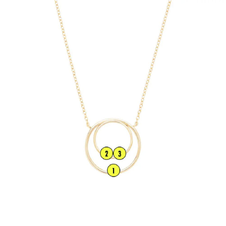 Mother and Child Three Birthstone Gold Circle Necklace