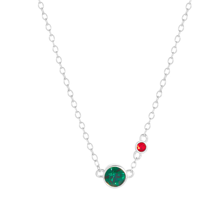 Two Birthstone Bezel Set Mother and Child Necklace