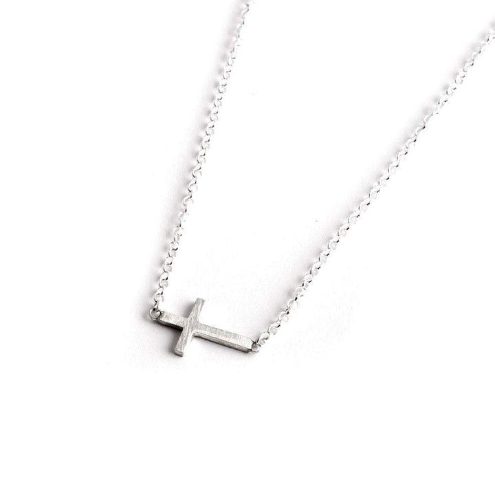 Dogeared Faith Sideways Cross Sterling Silver Necklace