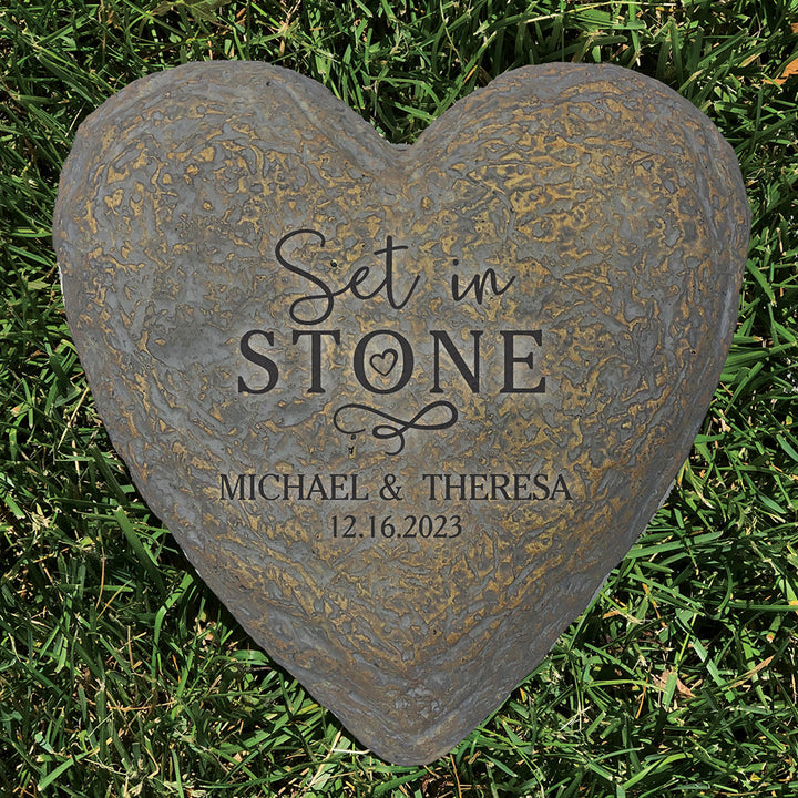 Set In Stone Custom Wedding Heart Shaped Garden Stone